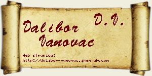 Dalibor Vanovac vizit kartica
